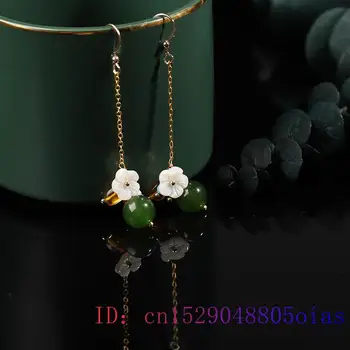 Roheline Jade Lill Kõrvarõngad Loomulik Amulett Crystal Gemstone Kingitused Tsirkoon Ehted On 925 Hõbe Naiste Võlu Chalcedony Mood