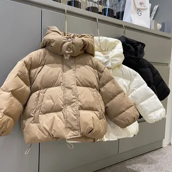 Talvel Lapsed Tegumoega korea Stiilis Tüdrukute Kasukas Hooide Poisid Paksenema Ülerõivad jaqueta roupa de inverno infantil doudoune