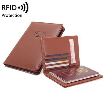 Kaasaskantav RFID Passi Kaane Multifunktsionaalne Anti Varguse Suur Võimsus Passi Clip Nahast RFID-Kaardi Hoidik Reisi