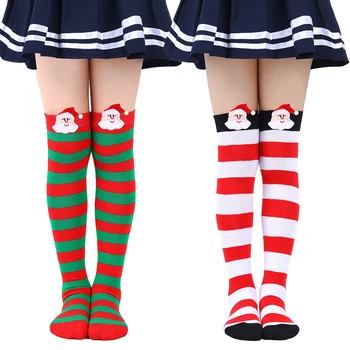 Laste Sügisel/Talvel, Santa Claus Nukk Sokid Üle Põlve Sokid Diagonaal Triibuline Jõulud Kõrge Põlve Sukad Kõrge Sokid