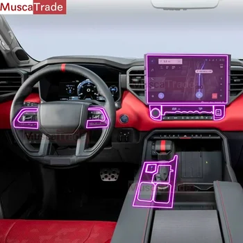 Toyota Tundra 2022-2023 Auto Interjöör Center console Läbipaistev TPU kaitsekile Anti-scratch Remont film Tarvikud