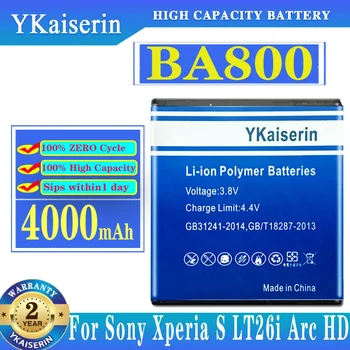 YKaiserin 4000mAh BA800 Aku SONY Xperia S LT25i LT26i Xperia V AB-0400 Telefon Kõrge Kvaliteedi Batteria Patareid