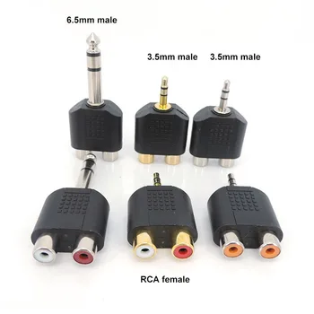 2 Dual Rca Emane 1/4 tolli Audio stereo 3pole 3,5 mm 6.5 6.35 mm Male Pistik-Pesa Y-Splitter-Liides Converter AV Adapter